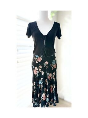 Topshop Floral Midi Skirt